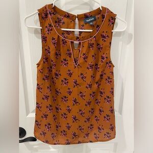 ModCloth Orange Pink Floral Keyhole Neck Tank Top Women’s Size XS